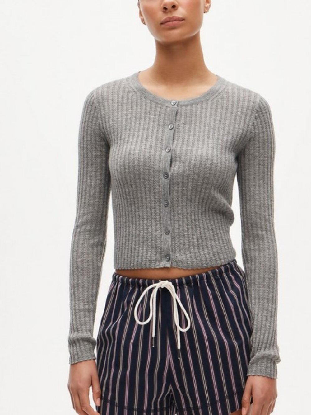 J. Crew Featherweight Cashmere Pointelle Cardigan L
